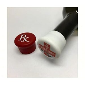 rx (red) & emergency (white) reusable silicone wine bottle cap