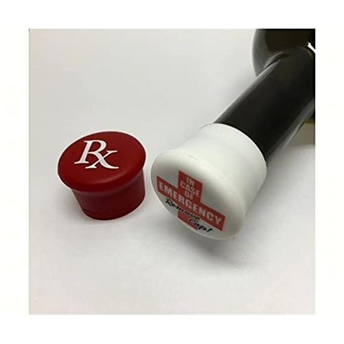 Rx (Red) & Emergency (White) Reusable Silicone Wine Bottle Cap