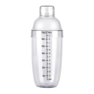 1pc 700cc/24oz empty professional clear plstic resin cocktail shaker with scale and strainer top drink wine tea mixer shaker cup bottle for bar party home use