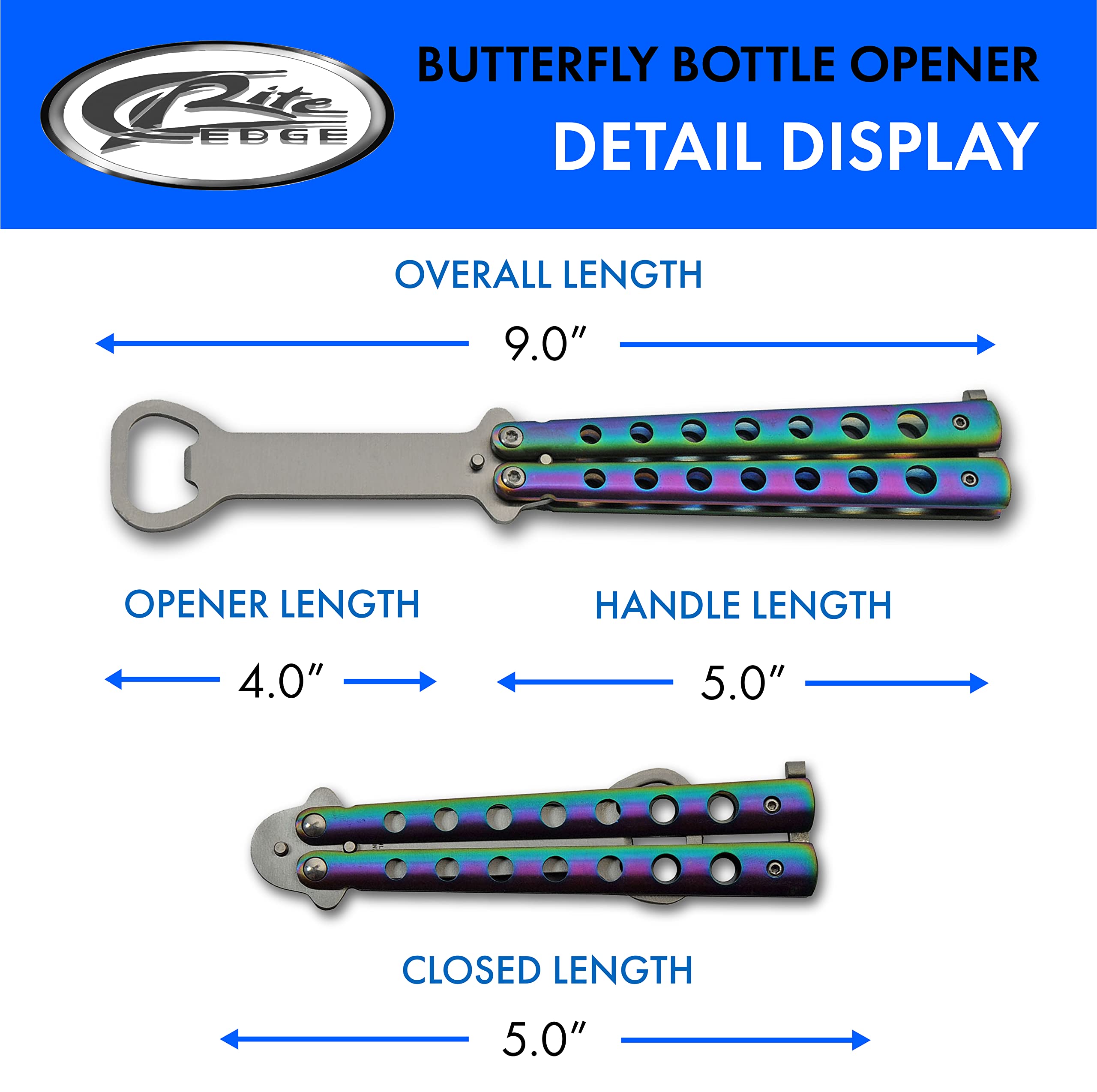 SZCO Supplies 9” Rainbow Finished Butterfly-Open Styled Travel/Camping Bottle Opener (211522-RB)