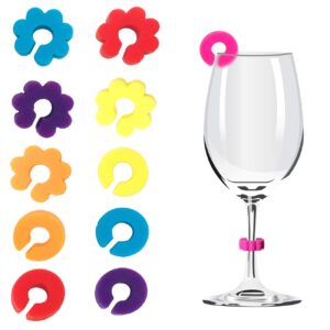 12 pieces silicone drink marker wine glass charms for party champagne flutes cocktails martinis, assorted colors