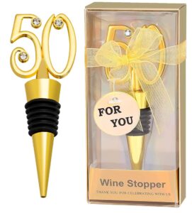 12pcs 50th birthday wine stopper for 50th birthday party favors gifts souvenirs decorations and 50th wedding anniversary for guest with individual gift package (12, 50)