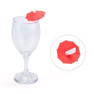 CRASPIRE 12 Pieces Wine Glass Markers Charms Silicone 6 Colors Umbrella Drink Markers Umbrella Wine Charms with Clip Wine Glass Markers Drink Charms for Wine Tasting Party Favors Dinner Wedding