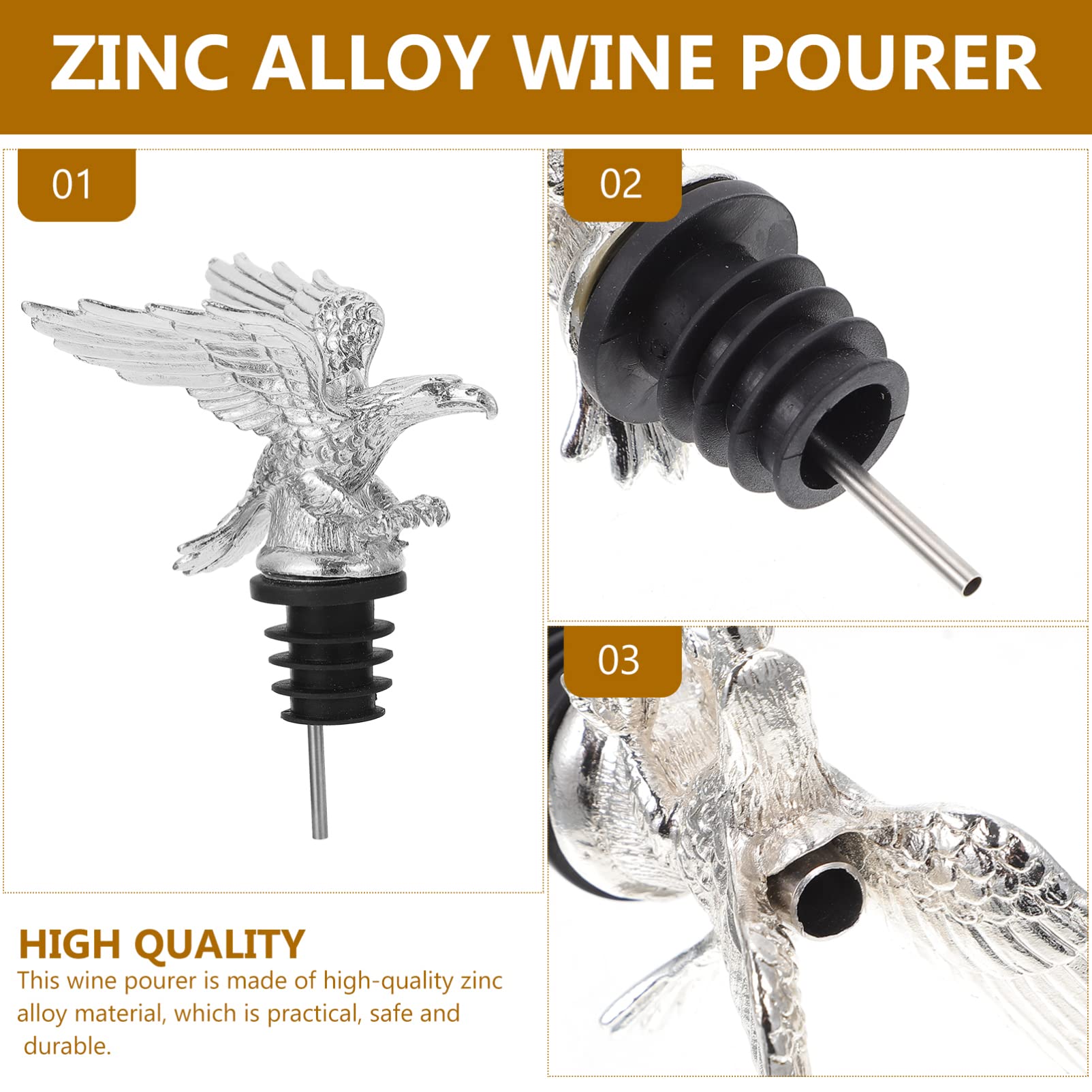 Wine Pourer Wine Aerators Stainless Wine Pourer Animal Head Bottle Pourer Unique Gift Ideas Bar Accessories Birthday Wedding Gifts Silver