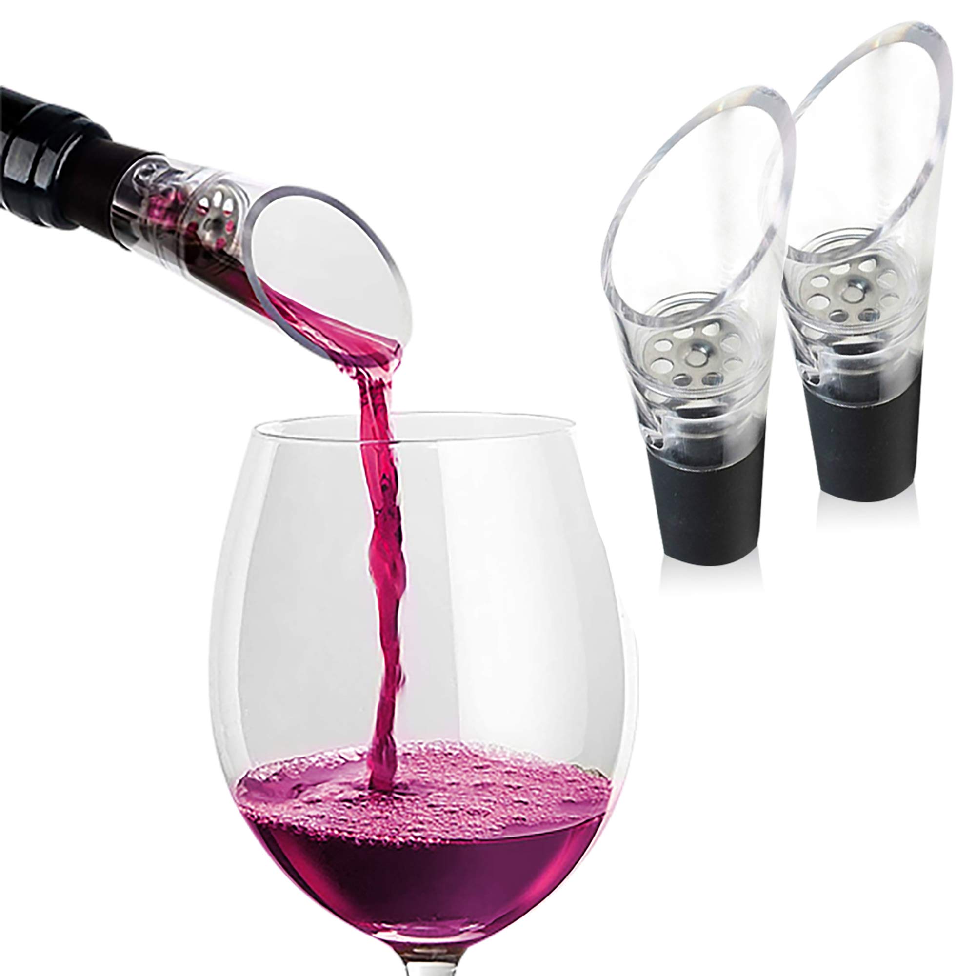 Trovety Aerators For Wine – 2-in-1 Diffuser Oxygenator and Pouring Dispenser for Enhanced Smoother Flavors of Red Wines – Robust Acrylic Plastic and Silicone Rubber Aeration Breather (1)