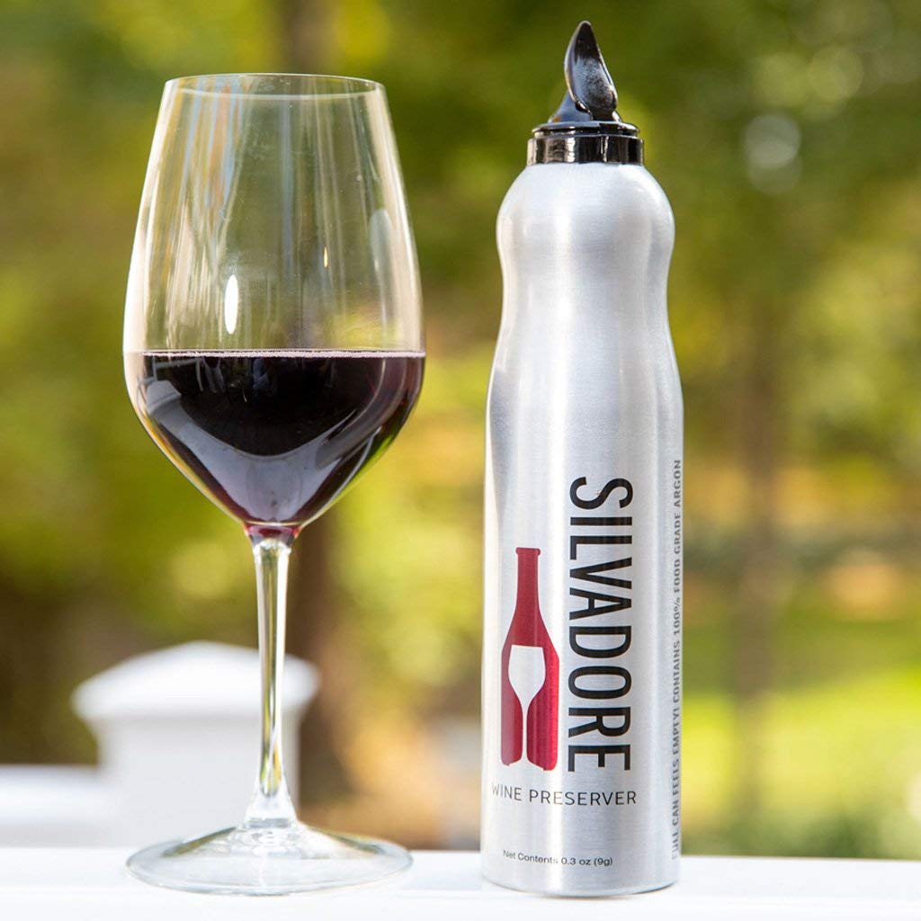 Silvadore Wine Preserver | Argon Wine Preserver Gas | Safe, Clean, 100% Argon Wine Saver Spray | Affordable Wine Preservation System for Open Bottles of Wine | Award Winning Shaped Can (1 Can Pack)