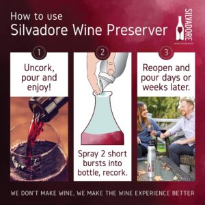 Silvadore Wine Preserver | Argon Wine Preserver Gas | Safe, Clean, 100% Argon Wine Saver Spray | Affordable Wine Preservation System for Open Bottles of Wine | Award Winning Shaped Can (1 Can Pack)