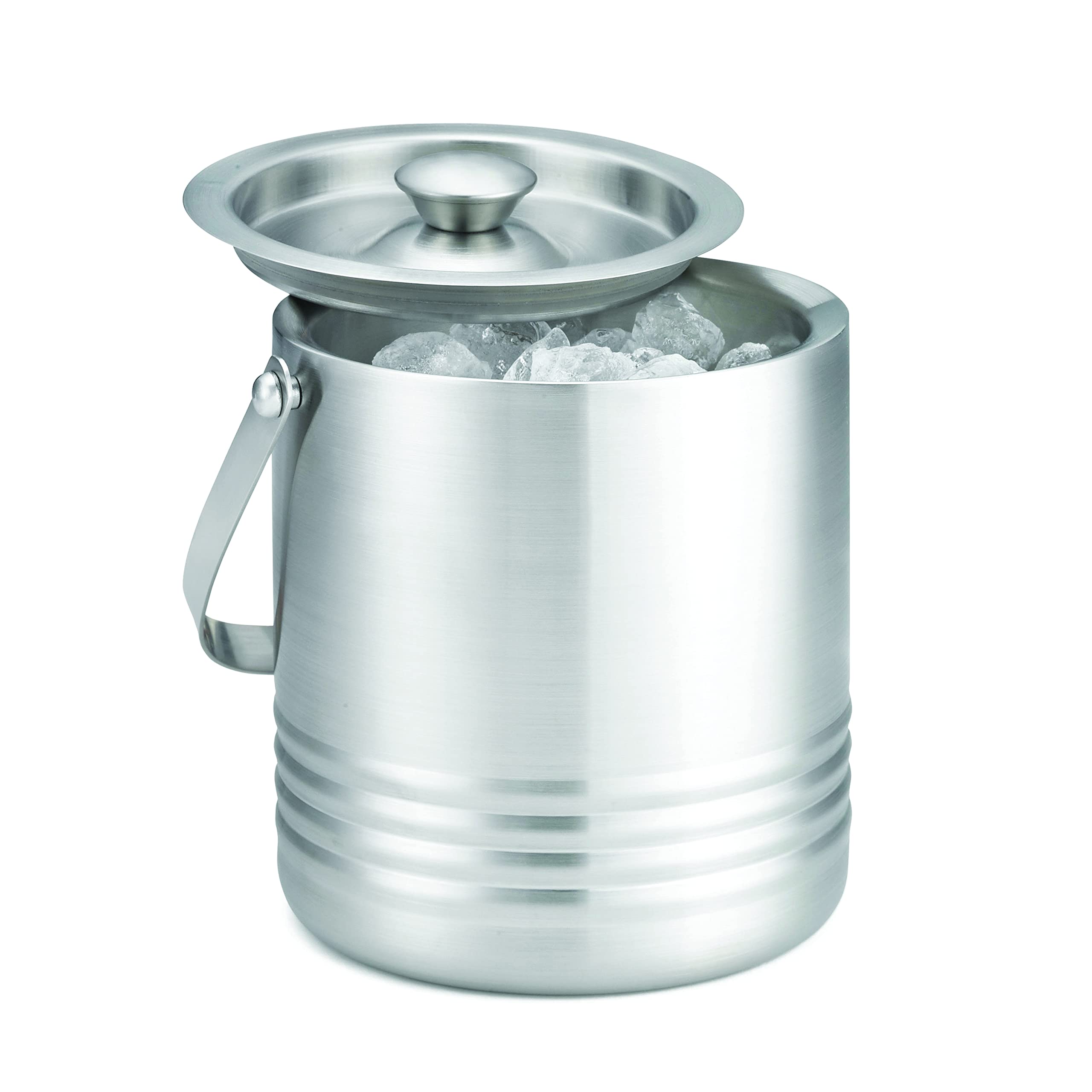 TableCraft Products RIB76 Ice Bucket, 7.25" x 6.5", Large, Silver