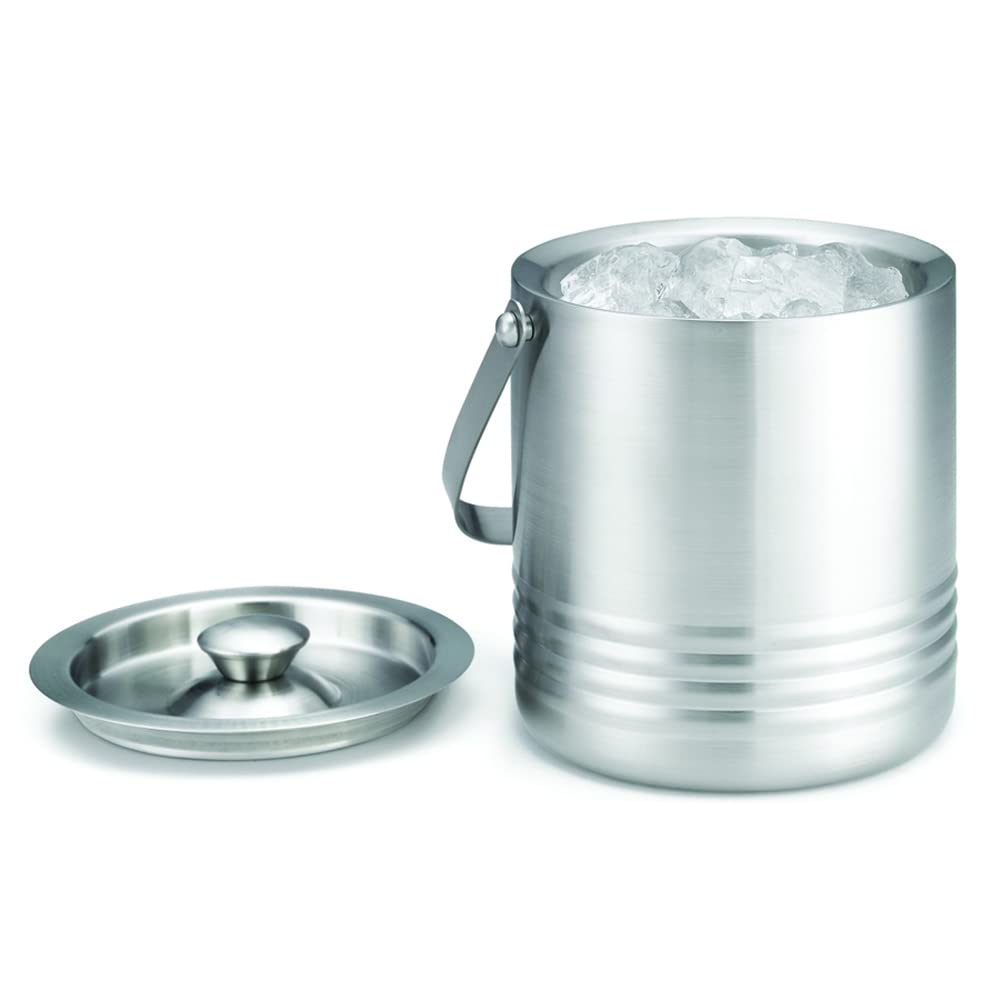 TableCraft Products RIB76 Ice Bucket, 7.25" x 6.5", Large, Silver