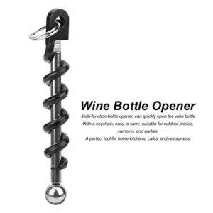 2Pcs Portable Stainless Steel Wine Beer Bottle Openers with Keychain Multi‑Functional Corkscrews for Home Kitchens,Cafes, Restaurants,Outdoor Picnics,Camping and Parties Black