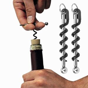 2Pcs Portable Stainless Steel Wine Beer Bottle Openers with Keychain Multi‑Functional Corkscrews for Home Kitchens,Cafes, Restaurants,Outdoor Picnics,Camping and Parties Black