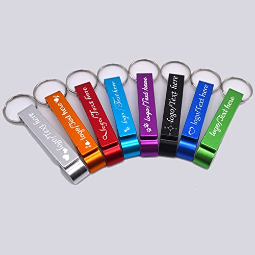 Custom bottle opener keychain, personalized aluminum beer bottle opener engraved with any text/logo, bulk bottle opener wedding party gift for brewery, bar, restaurant, home - 48 PC