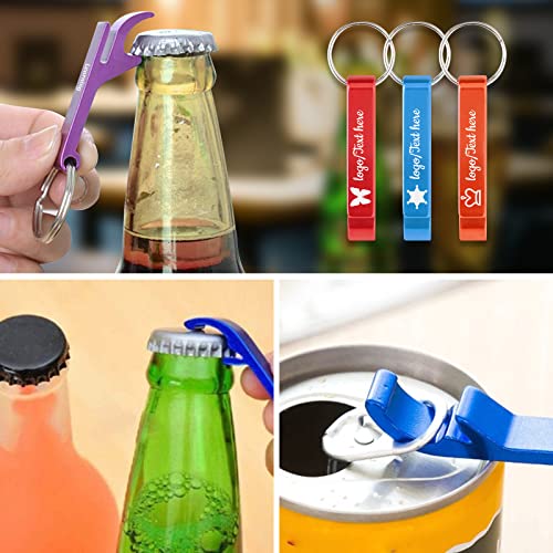 Custom bottle opener keychain, personalized aluminum beer bottle opener engraved with any text/logo, bulk bottle opener wedding party gift for brewery, bar, restaurant, home - 48 PC