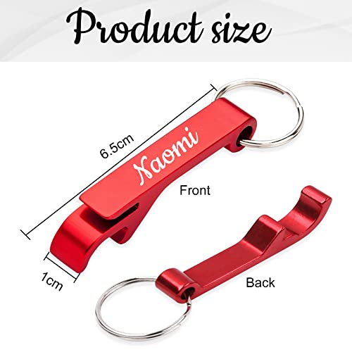 Custom bottle opener keychain, personalized aluminum beer bottle opener engraved with any text/logo, bulk bottle opener wedding party gift for brewery, bar, restaurant, home - 48 PC