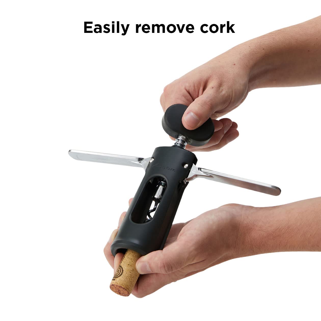 Rabbit Premium Wine Wing Corkscrew Wine Opener and Bottle Opener, Black 2.36 x 1.97 x 7.68 IN