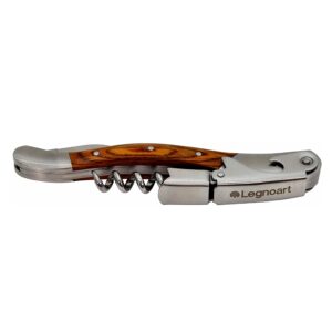 legnoart barbera stainless steel sommelier corkscrew with oak wood handle