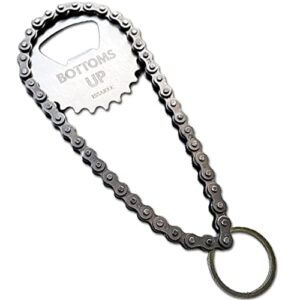 bike chain gear bottle opener with key ring chain bottoms up sprocket silver stainless steel unique birthday amazing gifts for cyclists bike lover