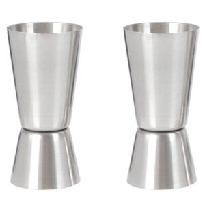 2 pieces double jigger drink jigger cocktail jigger double cocktail jigger cocktail measuring cup stainless steel bar jigger 1/2oz & 1oz cocktail jigger measuring cup bar tool, silver