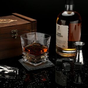 EXREIZST Whiskey Stones Gift Set - Whiskey Gifts for Men, Granite Chilling Whiskey Rocks, Scotch Bourbon Whiskey Glass Gift Box Set, Best Drinking Gifts for Dad Husband Birthday Party Holiday Present