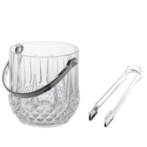 doitool champagne bucket with handle and ice tong - wine cooler bucket clear ice buckets for parties - portable wine chiller bucket acrylic ice bucket for champagne or beer bottle