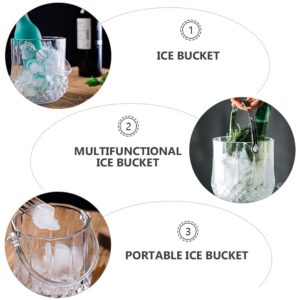 DOITOOL Champagne Bucket with Handle and Ice Tong - Wine Cooler Bucket Clear Ice Buckets for Parties - Portable Wine Chiller Bucket Acrylic Ice Bucket for Champagne or Beer Bottle