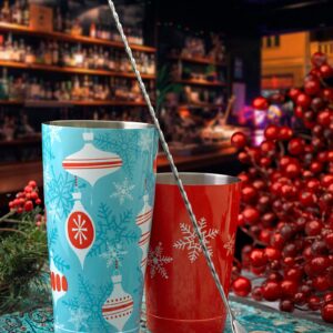 Barfly Holiday Ornaments Cocktail Shaker Set with Santa Spoon