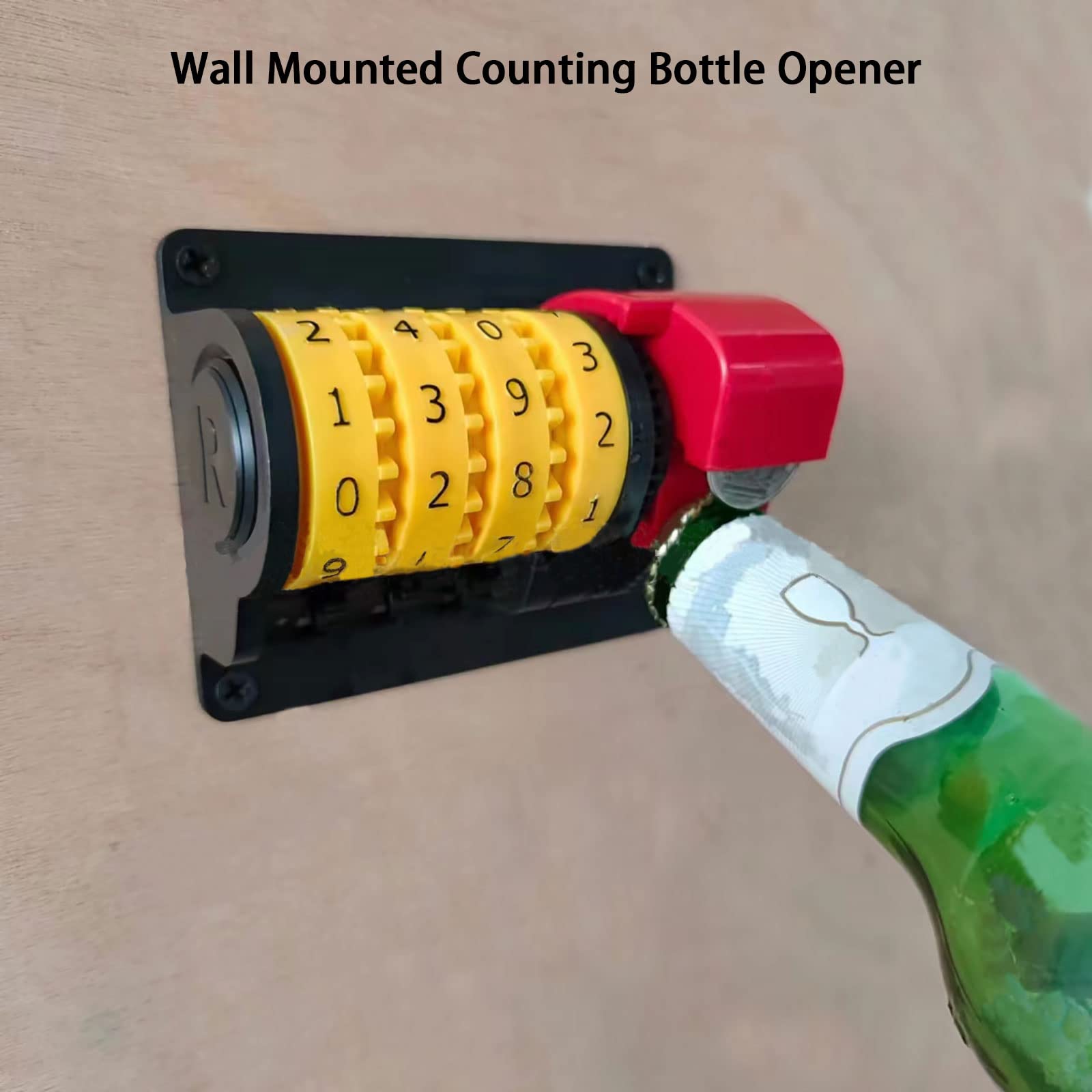 Wall Mounted Bottle Opener, Beer Counter Corkscrew Creative Manual Automatic Count Decapper Unique Beer Gifts for Men Dad Boyfriend Husband (1#)