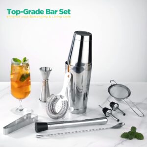 Homestia Boston Shaker Set Bar Set Martini Shaker Set, 18oz & 28oz Boston Cocktail Shaker Set Bar Tools Bartender Tool Kit 9 PCS, Cocktail Set Cocktail Mixer Set Bar Essentials with Recipes