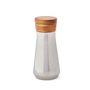 nambe vie cocktail shaker 32-oz | drink shaker with strainer top and lid | made of stainless steel and acacia wood | margarita mixer | bar tools & bartender gifts | dishwasher safe