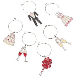 wedding wine glass charms rings: wine glass marker 6pcs drink glass markers cup identifier wine charm tags wine glass clips for champagne flutes cocktails martinis