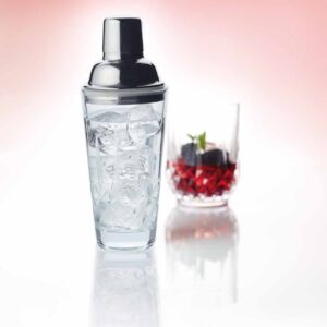 Kitchen Craft BarCraft Cut-Glass Cocktail Shaker with Stainless Steel Strainer, 400 ml (14 fl oz)