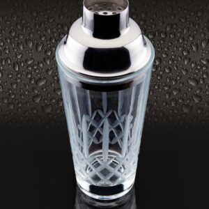 Kitchen Craft BarCraft Cut-Glass Cocktail Shaker with Stainless Steel Strainer, 400 ml (14 fl oz)