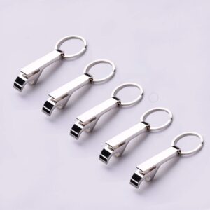 key chain beer bottle opener set of 5 - pocket portable small size key ring can opener for celebration, party, travel, camping and home (silver)