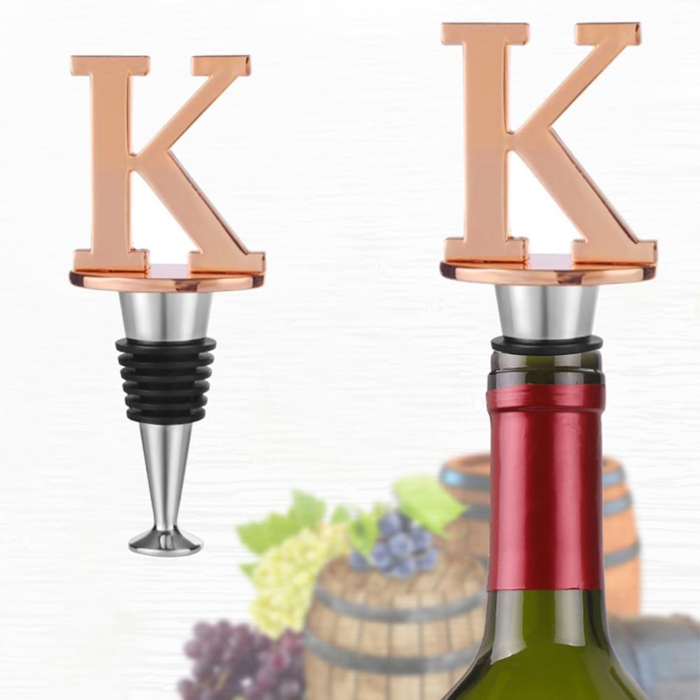 CREATCABIN Wine and Beverage Bottle Stoppers with Golden K Reusable Made of Alloy and Silicone Saver Sealer Decorative Stoppers for Bar Kitchen Valentines Day Wedding