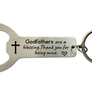 Godparents Proposal Gifts for Baptism Godfathers are a Blessing Thank You for Being Mine,New God Parents Christening Gift Stainless Steel Bottle Opener Keychain