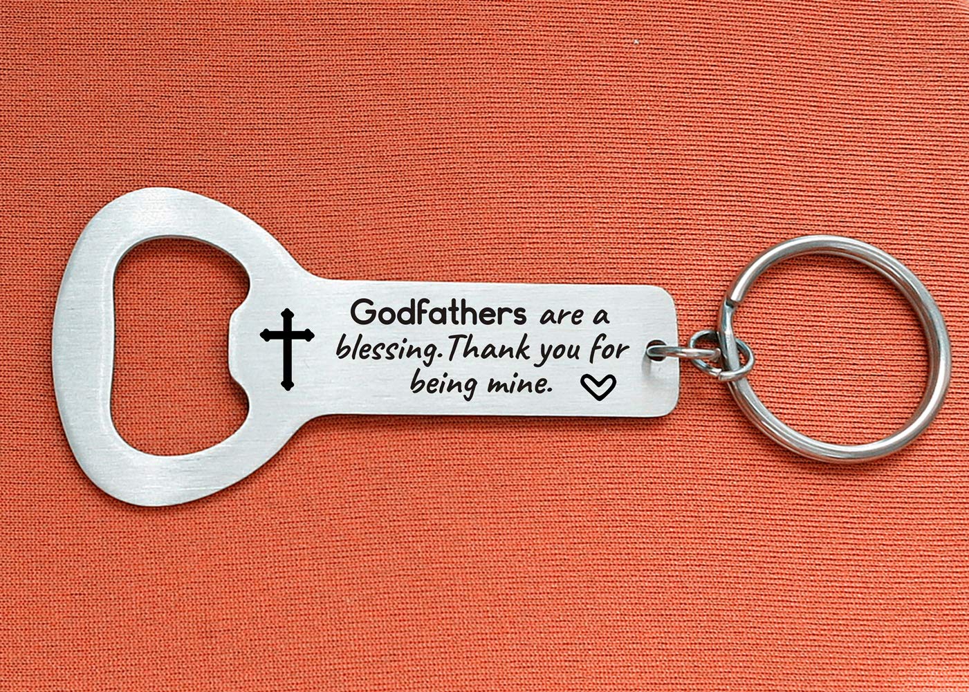 Godparents Proposal Gifts for Baptism Godfathers are a Blessing Thank You for Being Mine,New God Parents Christening Gift Stainless Steel Bottle Opener Keychain