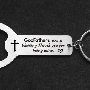 Godparents Proposal Gifts for Baptism Godfathers are a Blessing Thank You for Being Mine,New God Parents Christening Gift Stainless Steel Bottle Opener Keychain