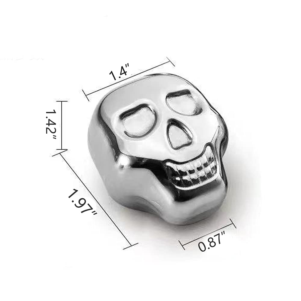 Reusable Stainless Steel Ice Cube Metal Whiskey Stones for Drinks Skull Shaped Set of 6 by i Kito