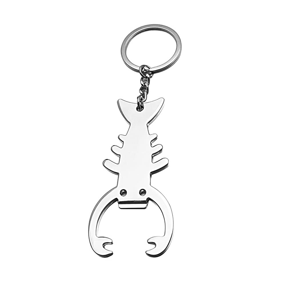 ARFUKA Bottle Opener Keychain Zinc Alloy Scorpion Beer Opener Keyring Beverage Bottle Opener Key Chain Gift for Men and Women Silver