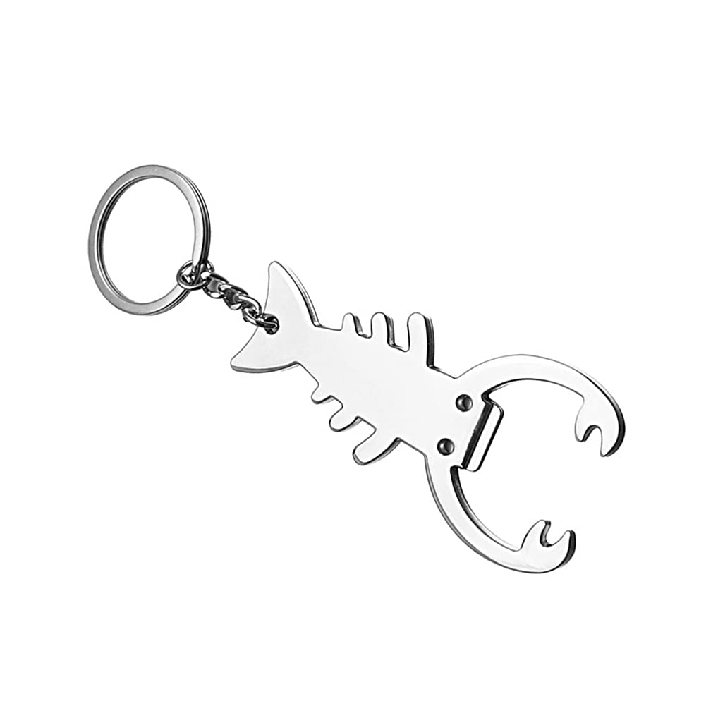 ARFUKA Bottle Opener Keychain Zinc Alloy Scorpion Beer Opener Keyring Beverage Bottle Opener Key Chain Gift for Men and Women Silver