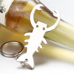 ARFUKA Bottle Opener Keychain Zinc Alloy Scorpion Beer Opener Keyring Beverage Bottle Opener Key Chain Gift for Men and Women Silver