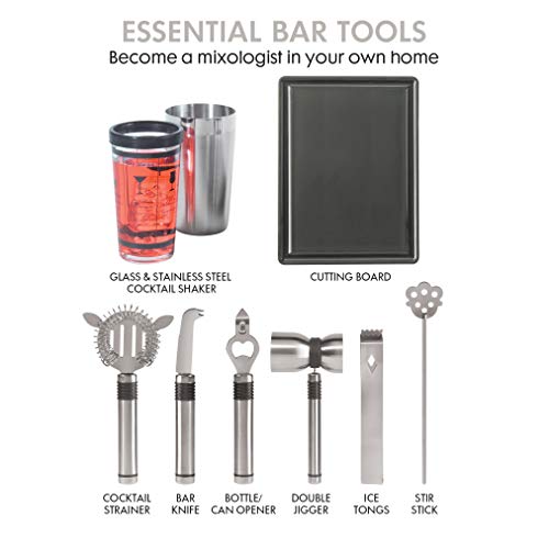 Oggi Pro Stainless-Steel 10-Piece Cocktail Shaker and Bar Tool Set