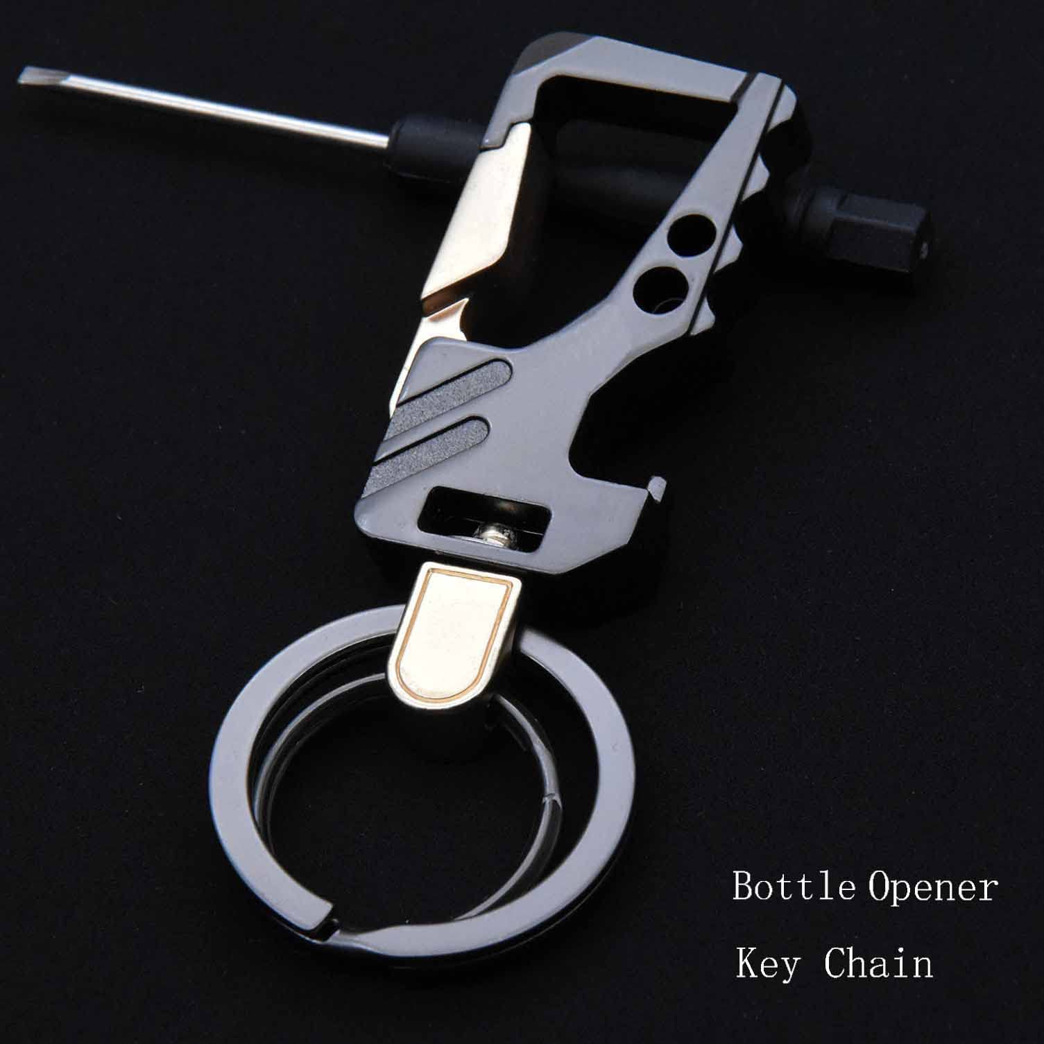 Liangery Heavy Duty Key Chain Bottle Opener with Double Key Rings Beer Opener Style Car Keychain for Men Women