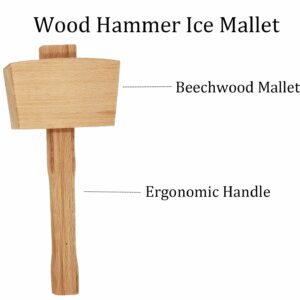 Ice Mallet with 2 Lewis Bag Kit,Manual Ice Crusher Wooden Hammer Canvas Crushing Bag Crushed Ice Bar Cocktails Bartender & Kitchen Tools Kit