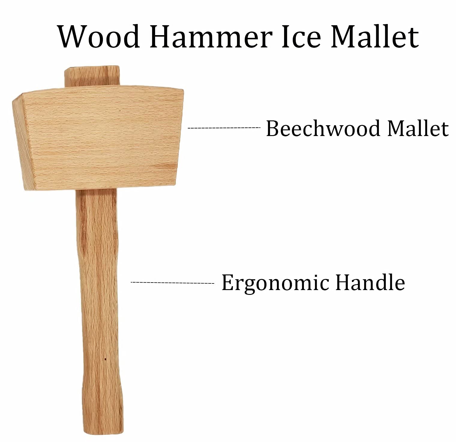 Ice Mallet with 2 Lewis Bag Kit,Manual Ice Crusher Wooden Hammer Canvas Crushing Bag Crushed Ice Bar Cocktails Bartender & Kitchen Tools Kit