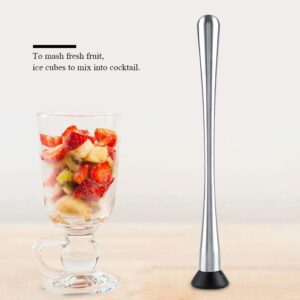 Long Handle Stainless Steel 29cm/11.42in Muddler Bar Tool Cocktail Muddler Mojito Fruit Mixer DIY Drink Wine Barware Tool, Silver