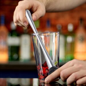 Long Handle Stainless Steel 29cm/11.42in Muddler Bar Tool Cocktail Muddler Mojito Fruit Mixer DIY Drink Wine Barware Tool, Silver