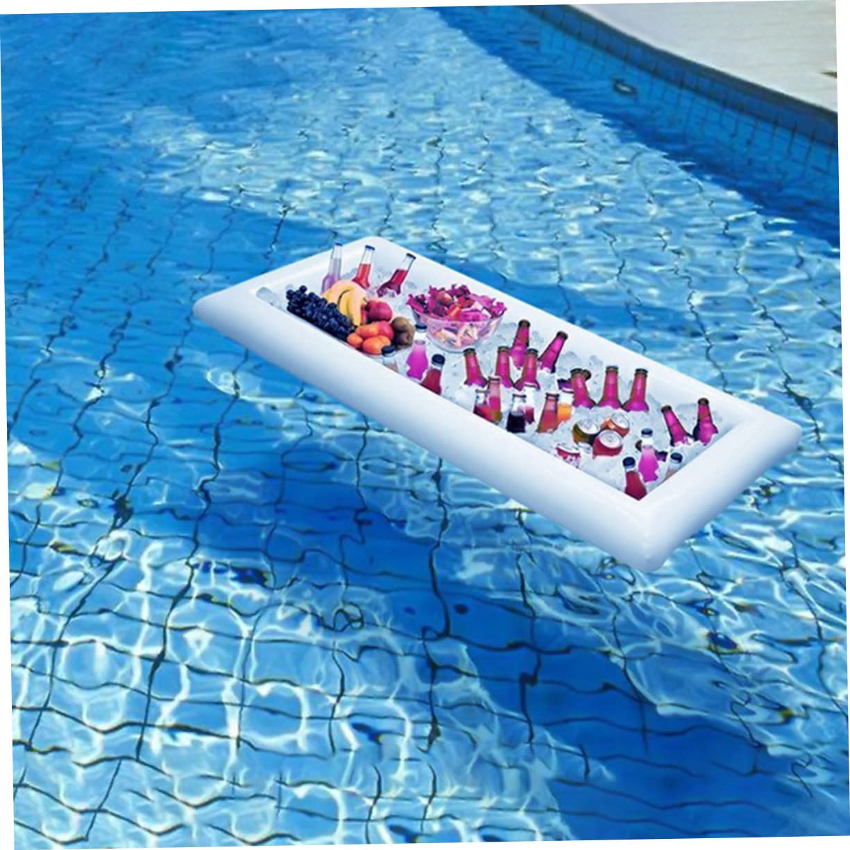 Outanaya 1pc Inflatable Ice Bar Galvanized Tub Inflatable Drink Container Ice Cooler Float Inflatable Salad Bar Ice Drink Floating Drink Holder Ice Cubes Outdoor Banquet White Pvc