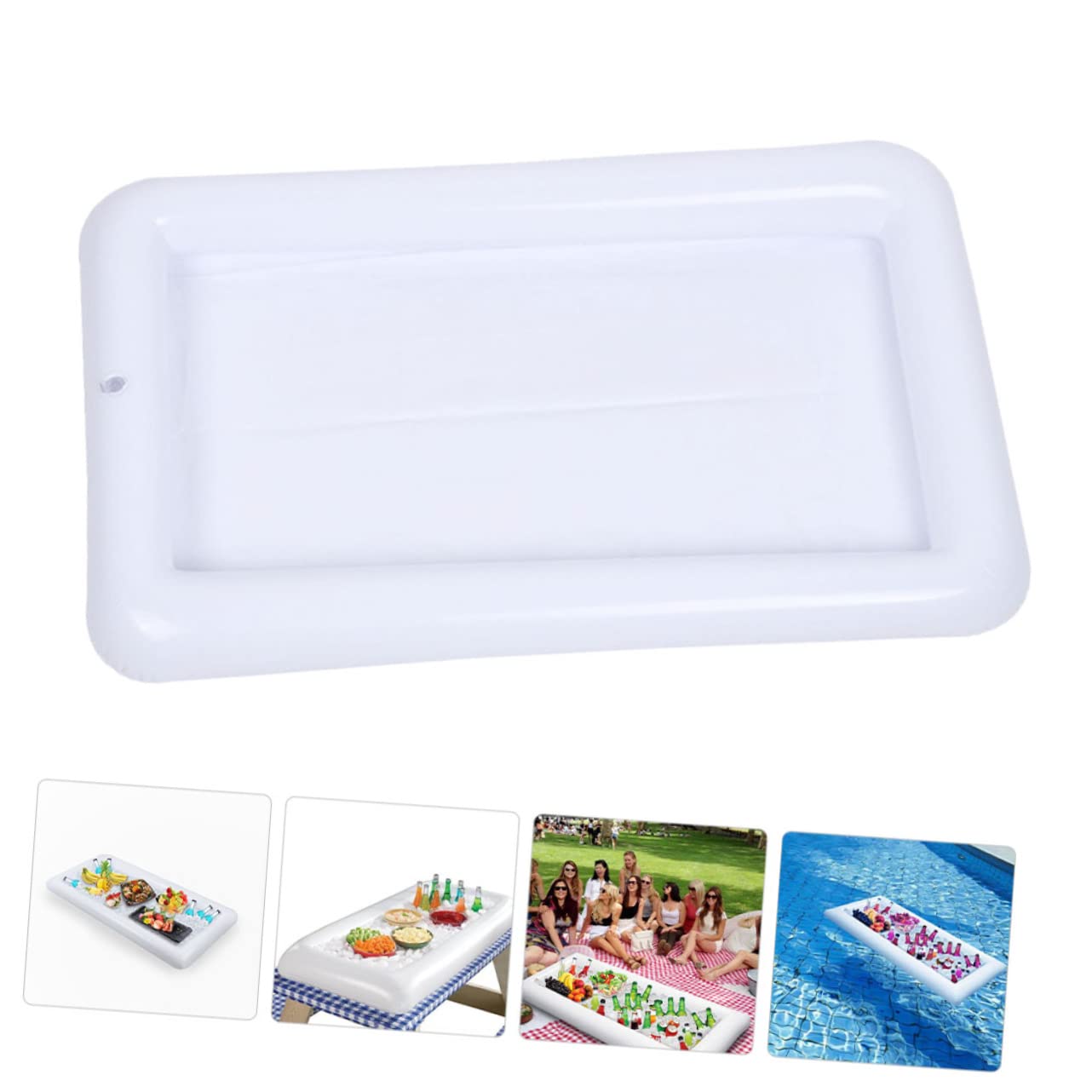 Outanaya 1pc Inflatable Ice Bar Galvanized Tub Inflatable Drink Container Ice Cooler Float Inflatable Salad Bar Ice Drink Floating Drink Holder Ice Cubes Outdoor Banquet White Pvc