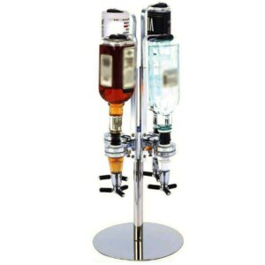 Liquor Dispenser,Aluminum Alloy&ABS Wall Mounted Liquor Dispenser 25ml Portable Beverage Wine Racks Cocktail Dispenser Wine Holder Bar Butler Bracket Beer Alcohol Bottle Beverage Stand (4-Bottle)